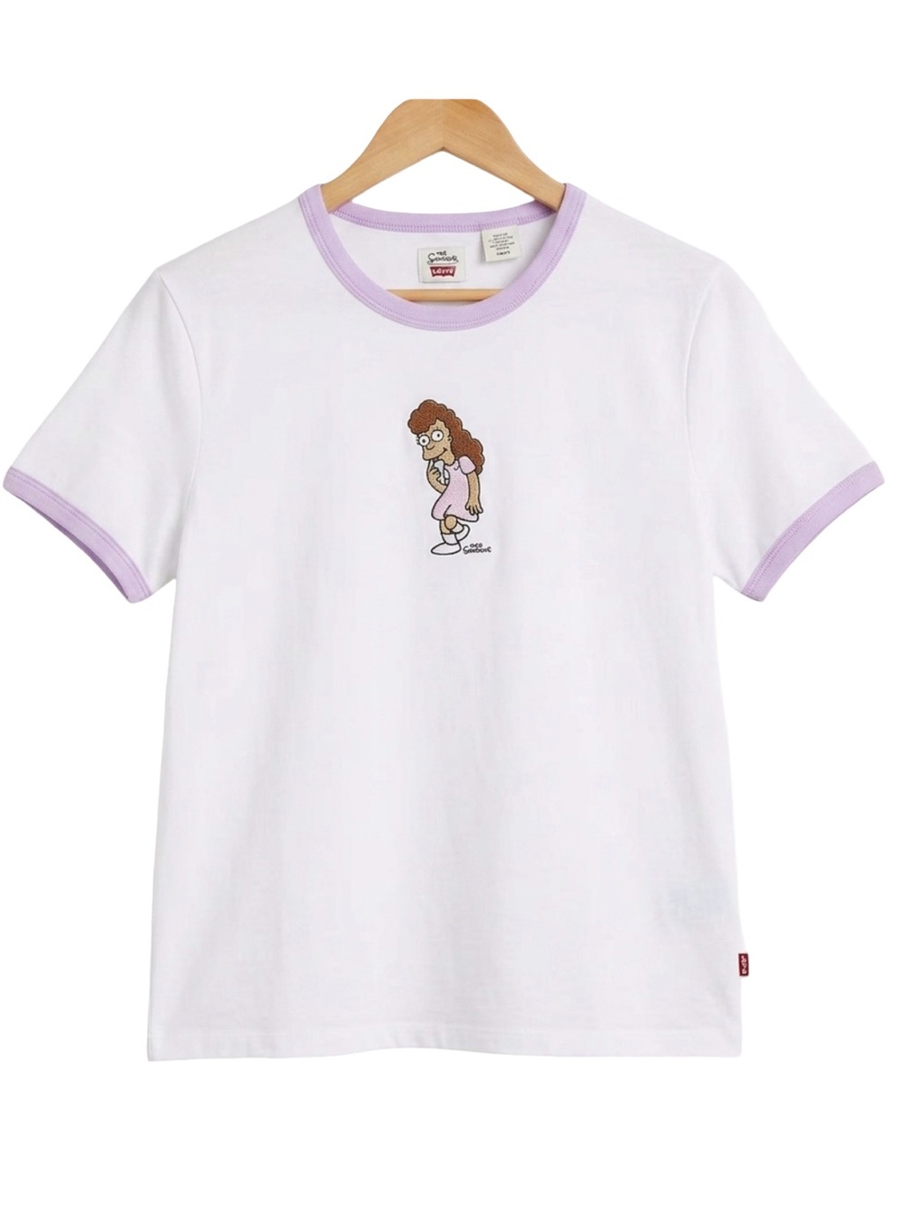 Levi's x The Simpsons Janey Bue Ringer T-Shirt Small White Purple Streetwear NWT